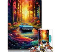 Puzzle da 1000 pezzi per adulti e ragazzi, auto al neon nella natura, 1000 pezzi per adulti, regalo di compleanno, regali, arte murale per età 14+ (dimensioni 75x50cm)