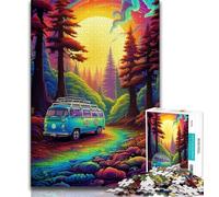 Puzzle da 1000 pezzi per adulti e ragazzi, auto al neon nella natura, puzzle per adulti, gioco impegnativo per tutti, per donne, regali per uomini (dimensioni 38x26cm)