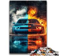 Puzzle da 1000 pezzi per adulti e ragazzi, auto sportiva di ghiaccio e fuoco, design vivace e unico, esperienza di puzzle rilassante e stimolante, 38x26cm