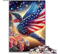 Puzzle da 1000 pezzi per adulti e ragazzi, bandiera americana, colibrì, per bambini dai 14 anni in su, gioco educativo, sfida, regalo per compleanni (dimensioni 50x75cm)