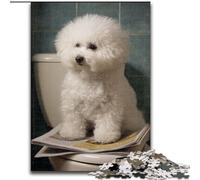 Puzzle da 1000 pezzi per adulti e ragazzi, barboncino sul water, adatto a persone dai 14 anni in su Difficile da completare ma divertente e spiritoso Ottimo regalo dimensioni 26x38cm