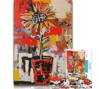 Puzzle da 1000 pezzi per adulti e ragazzi Basquiat Flowers puzzle per adolescenti giocattoli educativi per l'apprendimento giochi per famiglie regali unici per compleanni e compleanni 75x50cm