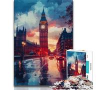 Puzzle da 1000 pezzi per adulti e ragazzi, Big Ben a Londra, gioco per famiglie, antistress, sfida difficile, rafforza l'amore tra coppie, 50x75cm