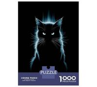Puzzle Da 1000 Pezzi Per Adulti E Ragazzi Black Cat with Glowing Eyes Puzzle Per Adulti Giochi Rilassanti Decorazione Per La Casa Regali Unici Per Compleanno E Natale 52x38cm/1000pcs