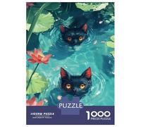 Puzzle Da 1000 Pezzi Per Adulti E Ragazzi Black Cats in Water Lilies Puzzle Per Adulti Giochi Rilassanti Decorazione Per La Casa Regali Unici Per Compleanno E Natale 70x50cm/1000pcs