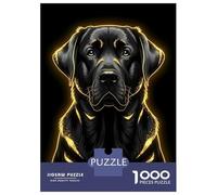 Puzzle Da 1000 Pezzi Per Adulti E Ragazzi Black Labrador with Golden Highlights Puzzle Per Adulti Giocattolo Decorazione Da Parete Corsa Di Velocità Manuale Difficile E Sfida 70x50cm/1000pcs