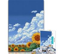 Puzzle da 1000 pezzi per adulti e ragazzi campo di girasoli per ammazzare il tempo in vacanza con pezzi completamente interconnessi e di forma casuale 75x50cm