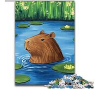 Puzzle da 1000 pezzi per adulti e ragazzi Capibara of The Pond, giocattolo educativo intellettuale decomprimente, regalo di compleanno (dimensioni 26x38cm)