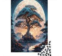 Puzzle da 1000 Pezzi per Adulti e Ragazzi Casa sull'Albero Fantasy: Sagoma dell'Albero Illuminato dalla Luna Regalo Divertente e Attività per la Casa e Decorazione Parete 70x50cm/1000 pezzi