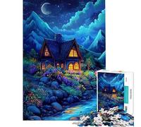 Puzzle da 1000 pezzi per adulti e ragazzi Casetta incantata di notte gioco per famiglie decorazione da parete compleanno e Natale (dimensioni 50x75cm)