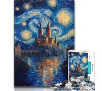 Puzzle da 1000 pezzi per adulti e ragazzi Castello sotto le stelle, antistress, per ammazzare il tempo, vacanza a casa, lista dei desideri con Babbo Natale, 50x75cm