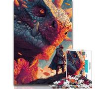 Puzzle da 1000 pezzi per adulti e ragazzi, Cavaliere del drago, gioco stimolante e gioco educativo per famiglie, per compleanni e Natale (38x26cm)