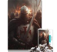 Puzzle da 1000 pezzi per adulti e ragazzi, cavaliere medievale, guerriero, dipinto, antistress, per ammazzare il tempo, lista dei desideri con Babbo Natale (dimensioni 38x26cm)