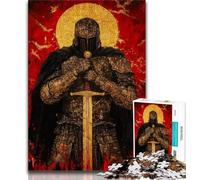 Puzzle da 1000 pezzi per adulti e ragazzi cavaliere medievale guerriero dipinto giochi educativi decorazione per la casa regalo di compleanno regali arte murale 75x50cm