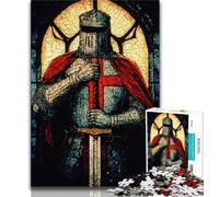 Puzzle da 1000 pezzi per adulti e ragazzi, cavalieri medievali, con poster abbinato e scheda di curiosità per bambini dai 14 anni in su (dimensioni 38x26cm)