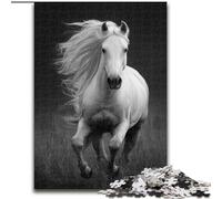 Puzzle da 1000 pezzi per adulti e ragazzi, cavallo bianco, gioco stimolante, decorazione da parete, compleanno e Natale (dimensioni 26x38cm)