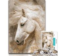 Puzzle da 1000 pezzi per adulti e ragazzi, cavallo bianco, impegnativo da completare ma divertente e umoristico, compleanni e anniversari (38x26cm)