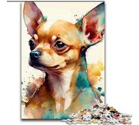 Puzzle da 1000 pezzi per adulti e ragazzi, Chihuahua Acquerello Anima, giocattoli educativi per l'apprendimento, decorazioni per la casa e regali unici (dimensioni 26x38cm)