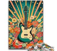 Puzzle da 1000 pezzi per adulti e ragazzi, chitarra vintage, puzzle da 1000 pezzi, con poster abbinato e foglio di quiz per età 14+ (50x75cm)