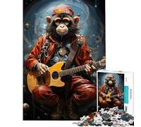 Puzzle da 1000 pezzi per adulti e ragazzi chitarrista scimmia chitarrista esercizio per il cervello regalo per donne gioco rompicapo per età dai 14 anni in su (38x26cm)