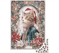 Puzzle Da 1000 Pezzi Per Adulti E Ragazzi Christmas Cat Art Print-14 Puzzle Per Adulti Giocattolo Decorazione Da Parete Corsa Di Velocità Manuale Difficile E Sfida 70x50cm/1000pcs