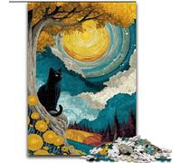 Puzzle da 1000 pezzi per adulti e ragazzi, cielo notturno, gatto nero, adatto a persone dai 14 anni in su Difficile da completare ma divertente e spiritoso Ottimo regalo dimensioni 26x38cm