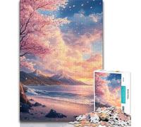 Puzzle da 1000 pezzi per adulti e ragazzi, ciliegi in riva al mare, adatto come decorazione da scrivania per bambini dai 14 anni in su (dimensioni 38x26cm)