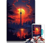 Puzzle da 1000 pezzi per adulti e ragazzi, città al tramonto, giocattoli avvincenti per la decorazione della casa (dimensioni 75x50cm)