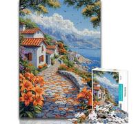 Puzzle da 1000 pezzi per adulti e ragazzi, città di mare, antistress, per trascorrere il tempo libero, lista dei desideri con Babbo Natale (38x26cm)