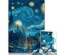 Puzzle da 1000 pezzi per adulti e ragazzi, città sotto il cielo notturno, giocattoli educativi per l'apprendimento, giochi per famiglie, gioco educativo per compleanno, Natale (75x50cm)