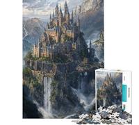 Puzzle da 1000 pezzi per adulti e ragazzi Cittadella della Montagna Nebbiosa gioco per famiglie difficile ideale come regalo (dimensioni 38x52cm)
