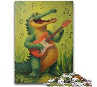 Puzzle da 1000 pezzi per adulti e ragazzi, coccodrillo che suona la chitarra, antistress, per trascorrere il tempo libero a casa, lista dei desideri con Babbo Natale, 50x75cm