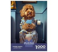 Puzzle Da 1000 Pezzi Per Adulti E Ragazzi Cockapoo on The Toilet Puzzle Per Adulti Giochi Divertenti Difficili Regali Di Compleanno E Unici 52x38cm/1000pcs