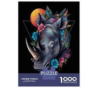 Puzzle Da 1000 Pezzi Per Adulti E Ragazzi Colorful Rhino Wall Art Print Puzzle Per Adulti Gioco Pratico Un'opera D'arte Ideale Come Regalo 70x50cm/1000pcs
