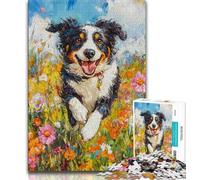 Puzzle da 1000 pezzi per adulti e ragazzi con Border Collie in esecuzione, giocattoli, giochi educativi, antistress, lista dei desideri con Babbo Natale, 50x75cm