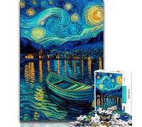 Puzzle da 1000 pezzi per adulti e ragazzi, con cielo stellato e barca, con poster abbinato e scheda di curiosità per bambini dai 14 anni in su (dimensioni 75x50cm)