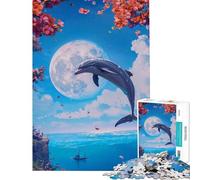 Puzzle da 1000 pezzi per adulti e ragazzi con delfini ad acquerello ideale come regalo (dimensioni 50x75cm)