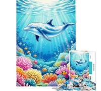 Puzzle da 1000 pezzi per adulti e ragazzi con delfini barriera corallina e acquerello Puzzle per ragazzi giochi rilassanti decorazione per la casa e interazione genitore-figlio (dimensioni 38x26cm)