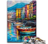 Puzzle da 1000 pezzi per adulti e ragazzi con dipinto del lungomare di Napoli, Italia Gioco educativo divertente e umoristico per compleanni, 50x75cm