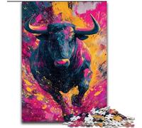 Puzzle da 1000 pezzi per adulti e ragazzi con dipinto di un toro, per bambini dai 14 anni in su, ideale come regalo per tutta la famiglia e gli amici (dimensioni 50x75cm)
