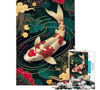 Puzzle da 1000 pezzi per adulti e ragazzi con disegno di pesci koi ed elementi floreali Un gioco divertente per adulti ideale per sfide di velocità e come regalo (dimensioni 38x52cm)