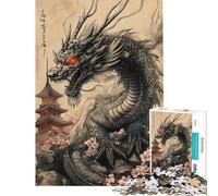 Puzzle da 1000 pezzi per adulti e ragazzi con drago giapponese e tatuaggio giocattolo decorativo da parete per migliorare la memoria difficile e stimolante (dimensioni 38x26cm)