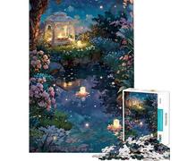 Puzzle da 1000 pezzi per adulti e ragazzi con laghetto all'interno di un giardino con candela giocattoli educativi gioco pratico per divertimento in famiglia regalo di Babbo Natale segreto (38x52cm)
