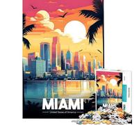 Puzzle da 1000 pezzi per adulti e ragazzi con panorama di Miami al tramonto Gioco stimolante e rilassante ideale come regalo o giocattolo (dimensioni 38x26cm)
