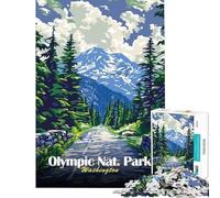 Puzzle da 1000 pezzi per adulti e ragazzi con poster del Parco Nazionale Olimpico di Washington Puzzle rilassante per adulti taglio di precisione ideale come regalo (dimensioni 38x52cm)