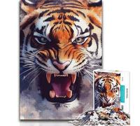 Puzzle da 1000 pezzi per adulti e ragazzi, con ritratto di tigre, con poster abbinato e scheda di curiosità per bambini dai 14 anni in su (dimensioni 75x50cm)