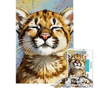 Puzzle da 1000 pezzi per adulti e ragazzi con soggetto ritratto di cucciolo di puma puzzle divertente e stimolante ideale per compleanni e regali unici (dimensioni 50x75cm)