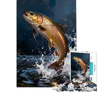 Puzzle da 1000 pezzi per adulti e ragazzi con soggetto "Trota che salta" gioco di pittura stimolante per la mente e rilassante antistress ideale come regalo (dimensioni 38x26cm)