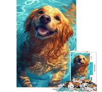 Puzzle da 1000 pezzi per adulti e ragazzi con tema Golden Retriever e nuoto ideale per divertirsi a casa Decorazioni artistiche per la casa giochi per famiglie dai 14 anni in su (38x26cm)