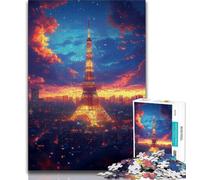 Puzzle da 1000 pezzi per adulti e ragazzi con vista sulla Torre di Tokyo, con poster abbinato e scheda di curiosità per bambini dai 14 anni in su (dimensioni 38x26cm)